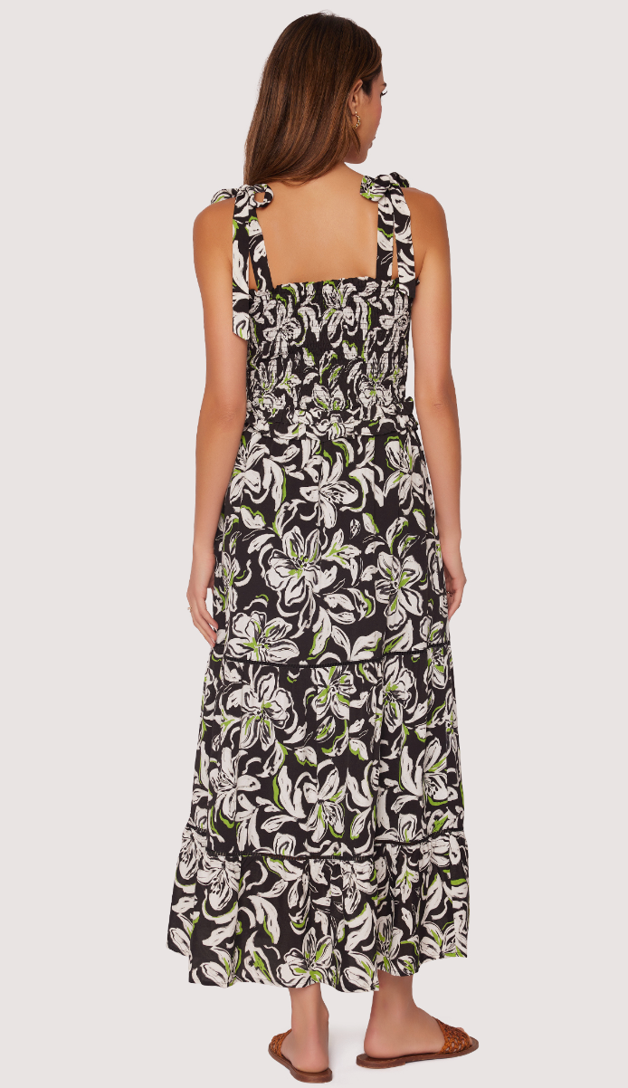 Midnight Flora Maxi Dress - Black & White