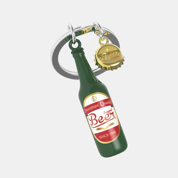 Miniature 3D Beer Bottle Charm Keyring