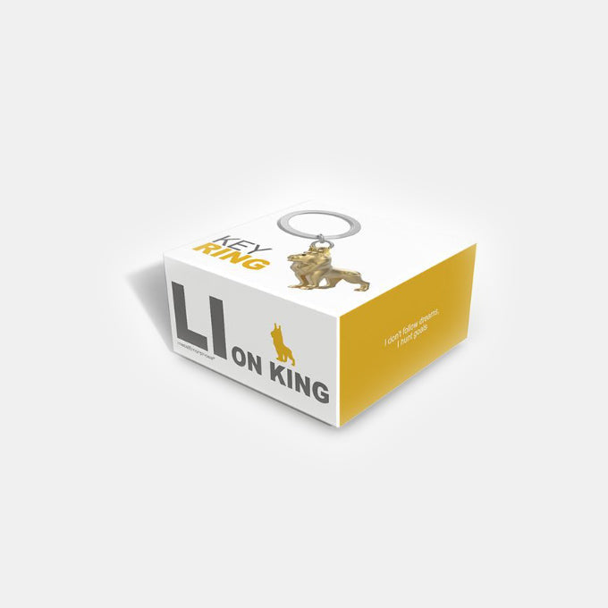 Miniature 3D King of the Jungle Golden Lion Charm Metal Keyring