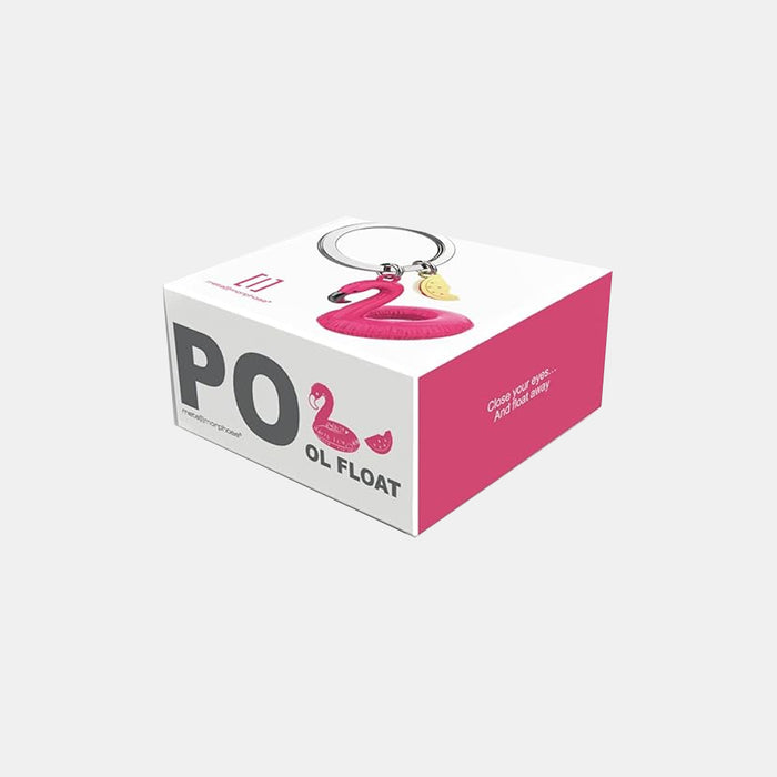 Miniature 3D Pink Pool Flamingo Charm Metal Keyring - MULTI
