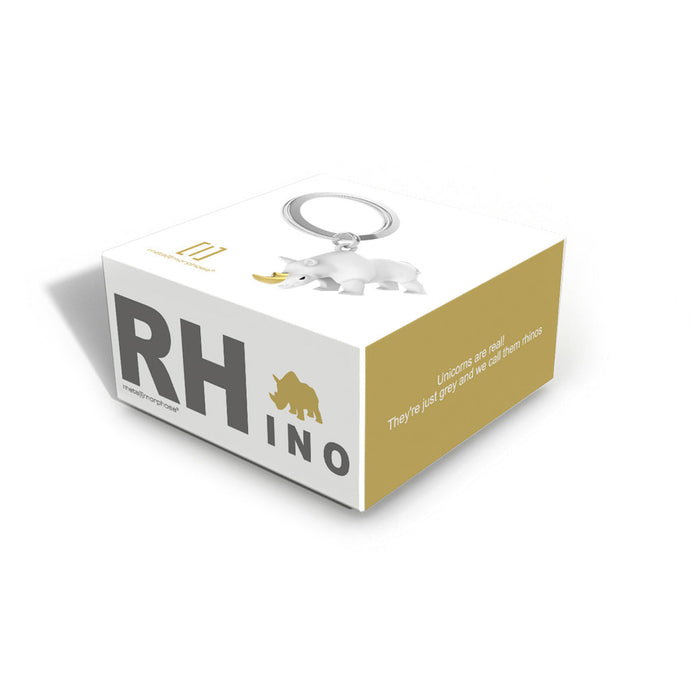 Miniature 3d South African White Rhino Metal Keyring