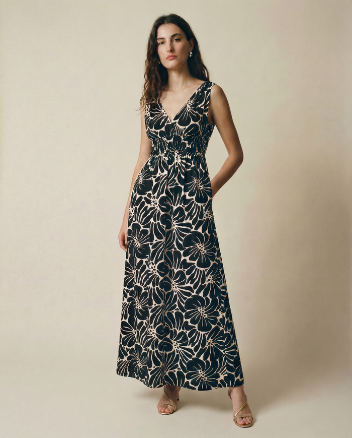 Moana Maxi Dress - Vintage Flowers Black