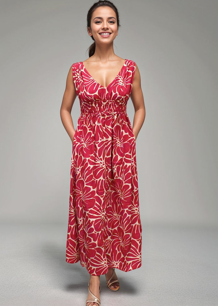 Moana Maxi Dress - Vintage Flowers Raspberry
