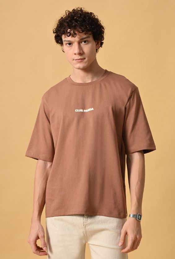Mocha Brown Cotton Relaxed Fit Graphic T-Shirt for Men | 210 GSM Casual Streetwear