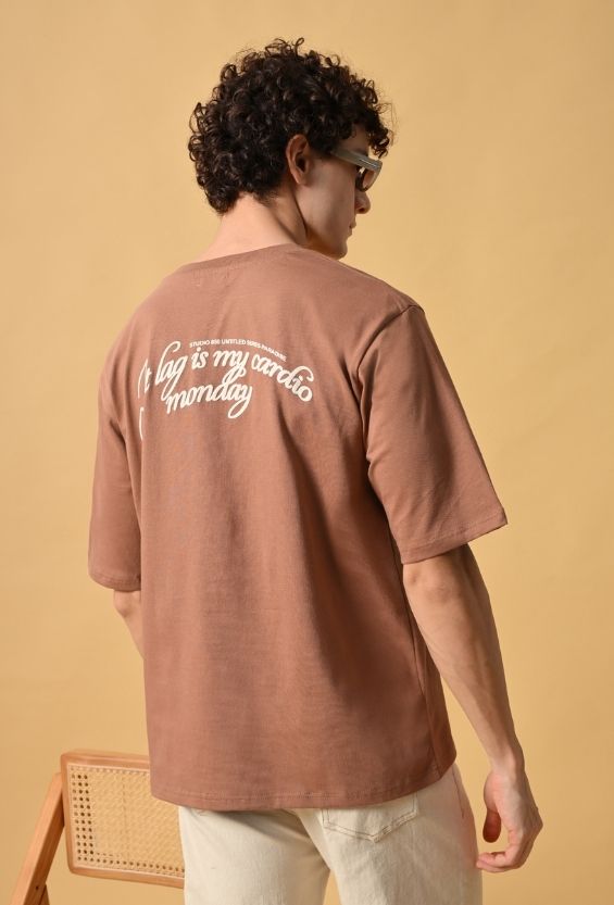 Mocha Brown Cotton Relaxed Fit Graphic T-Shirt for Men | 210 GSM Casual Streetwear