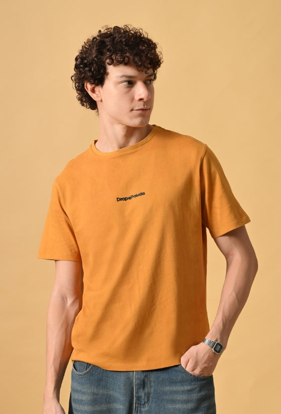 Mustard Yellow Back Print Men's Graphic T-Shirts for Men
