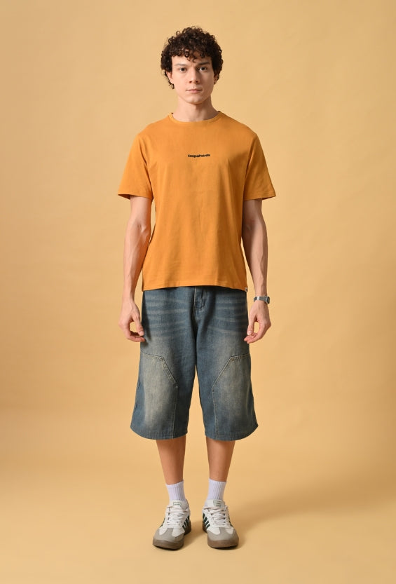 Mustard Yellow Back Print Men's Graphic T-Shirts for Men