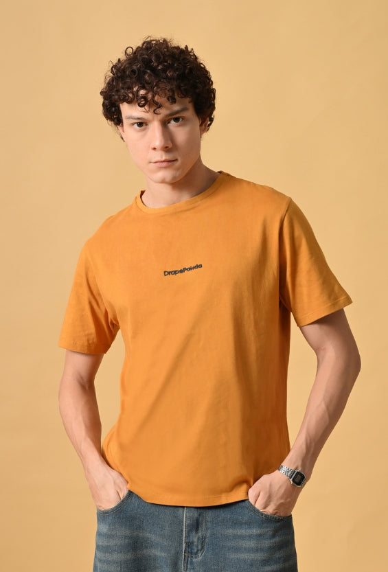 Mustard Yellow Back Print Men's Graphic T-Shirts for Men