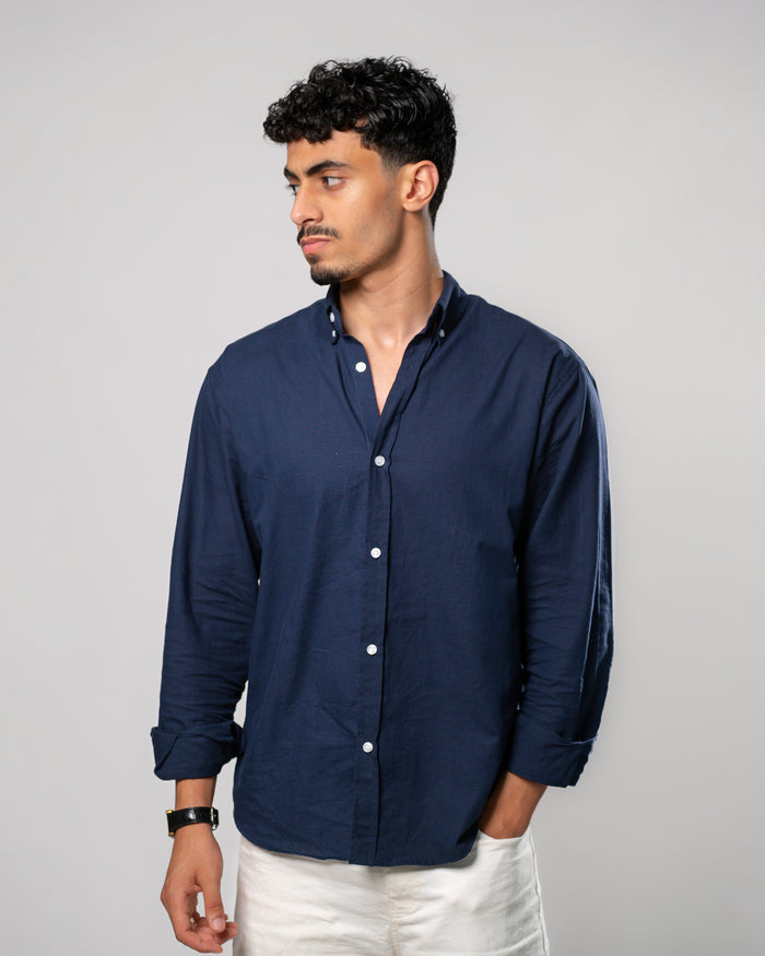 Navy blue linen shirt