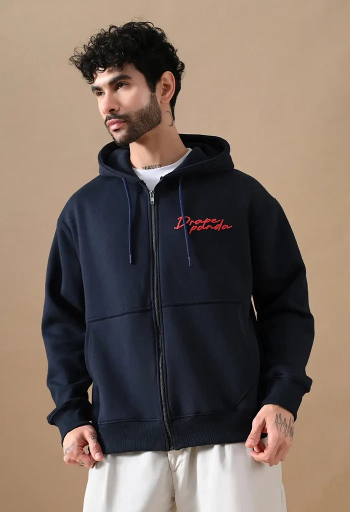 Navy Blue Men's Zip-Up Hoodies for Men