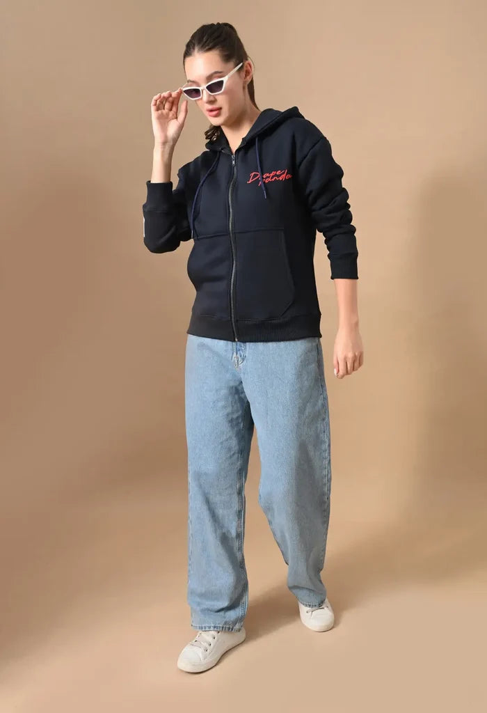 Navy Blue Men's Zip-Up Hoodies for Men