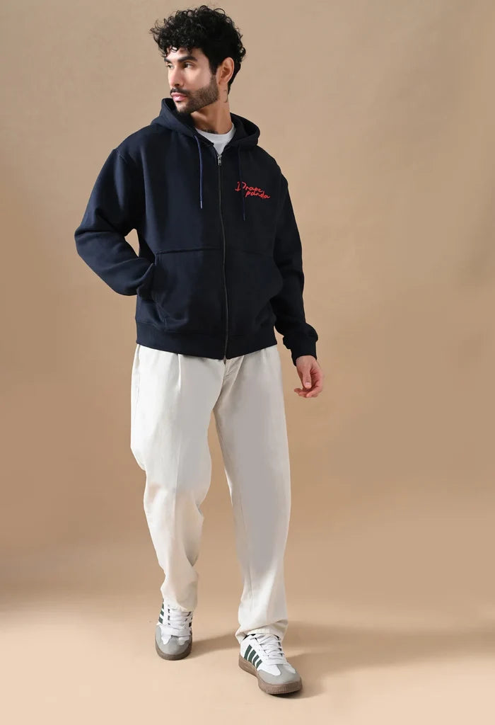 Navy Blue Men's Zip-Up Hoodies for Men