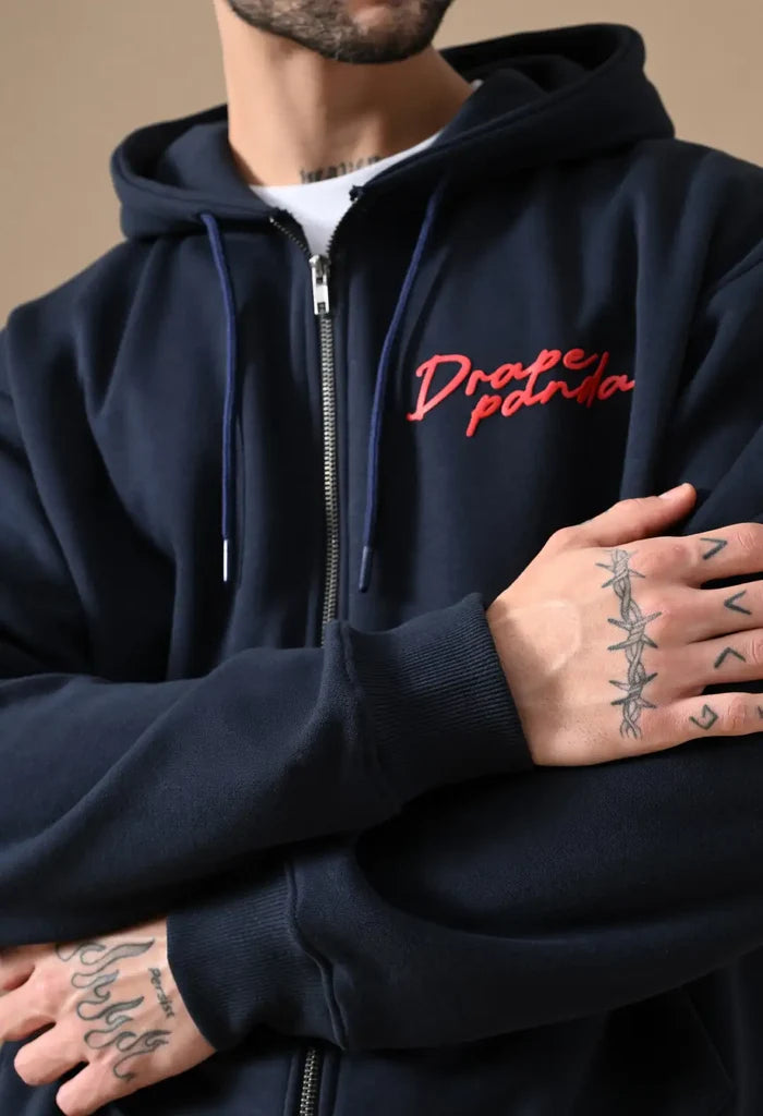 Navy Blue Men's Zip-Up Hoodies for Men