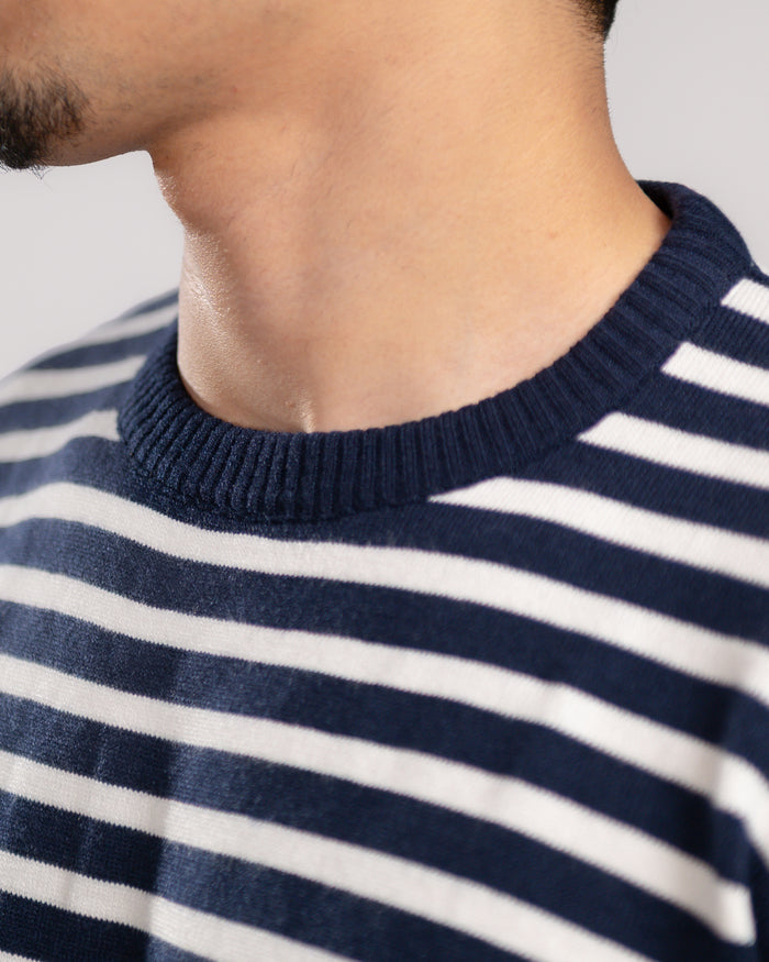 Navy stripe knit t-shirt