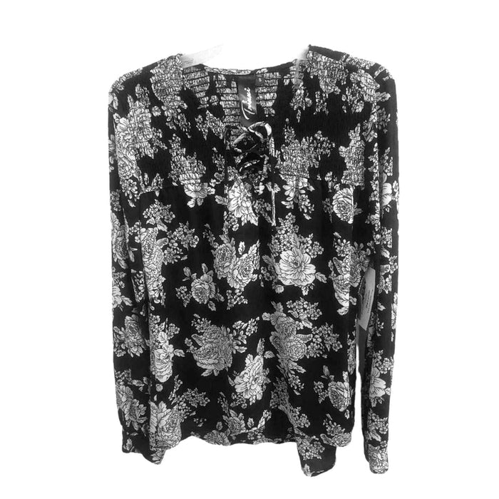 NWT women's small black & white floral blouse