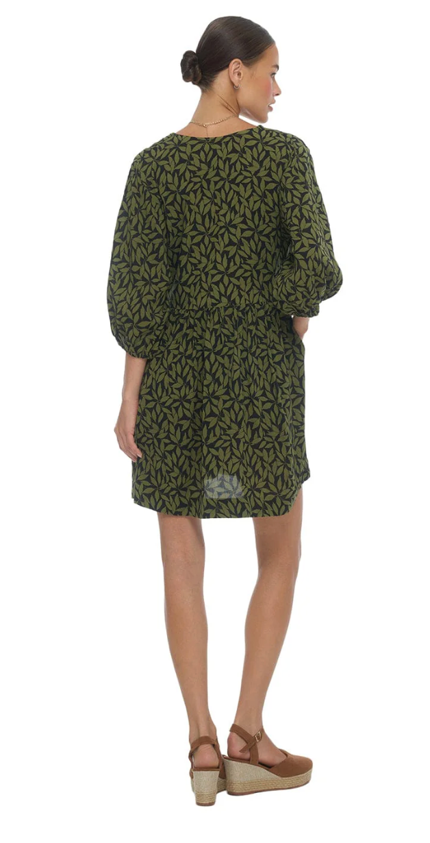 Nysa Mini Dress in Petaline Black - Back View