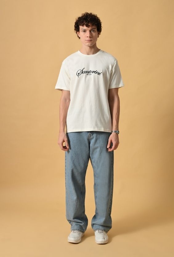 Off White Cotton Regular Fit Graphic T-Shirt for Men | 210 GSM Casual Wear