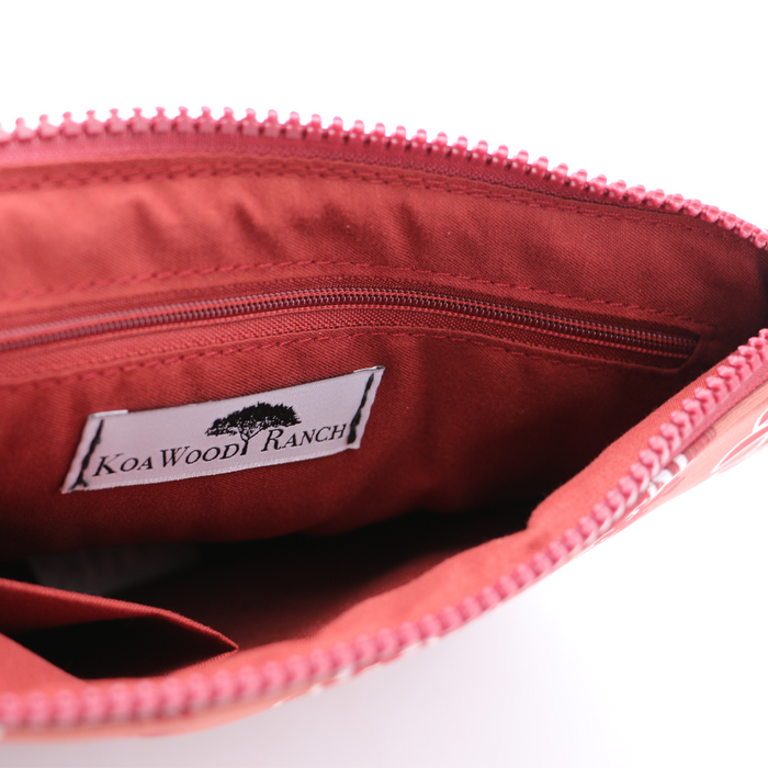 Ohia Flower Neoprene Pouch Red - Water Resistant - Side View