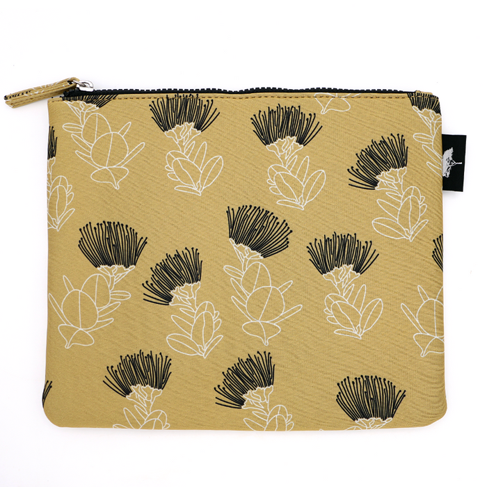 Ohia Flower Neoprene Pouch Yellow - Water Resistant
