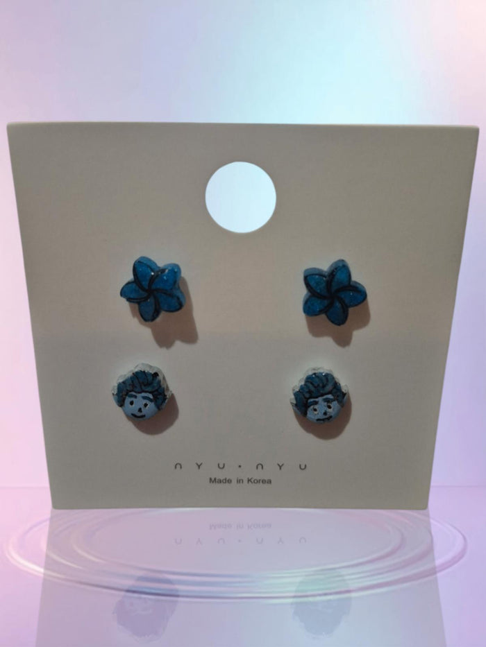Onward and flower stud earrings