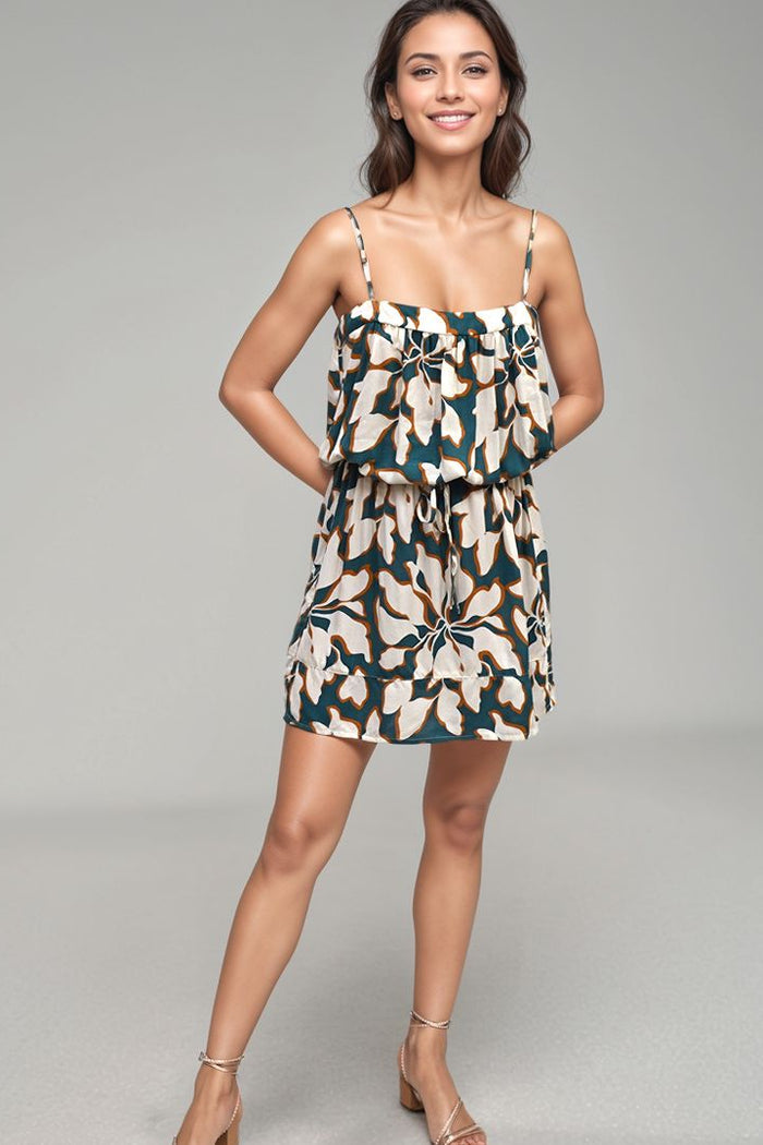 Orlina Mini Dress - Bloomtide Petrol