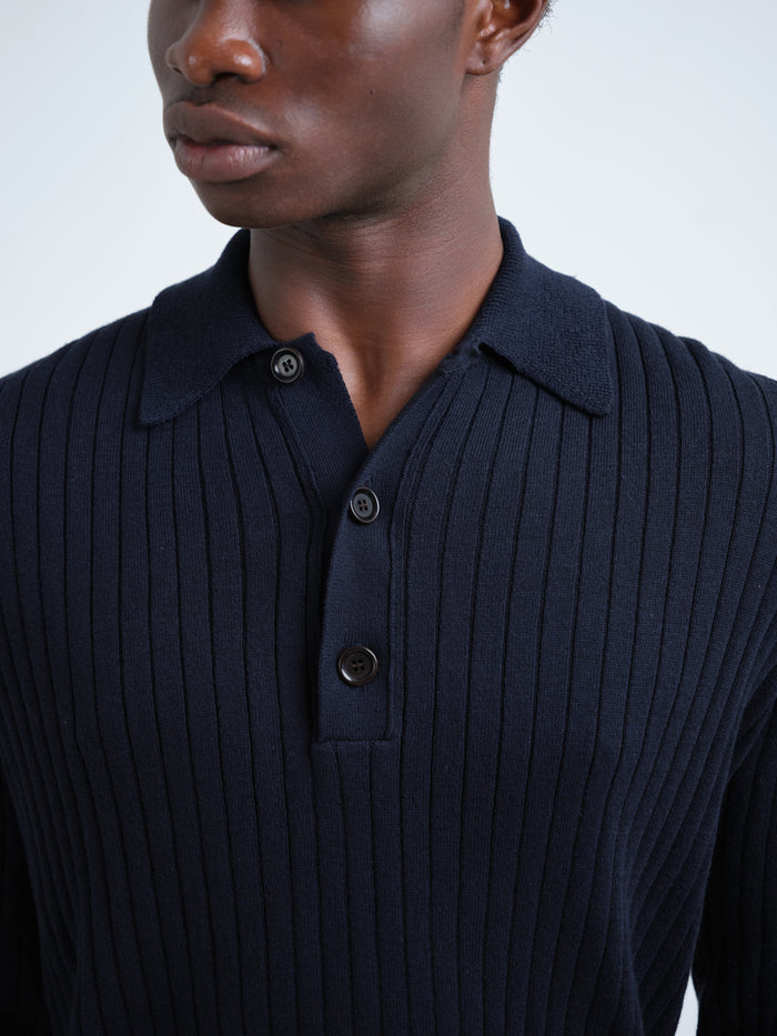Pablo Knitted Polo Shirt Eversley Navy