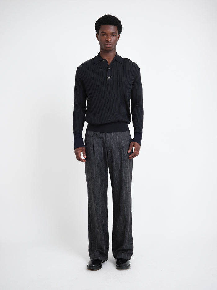 Pablo Knitted Polo Shirt Eversley Navy