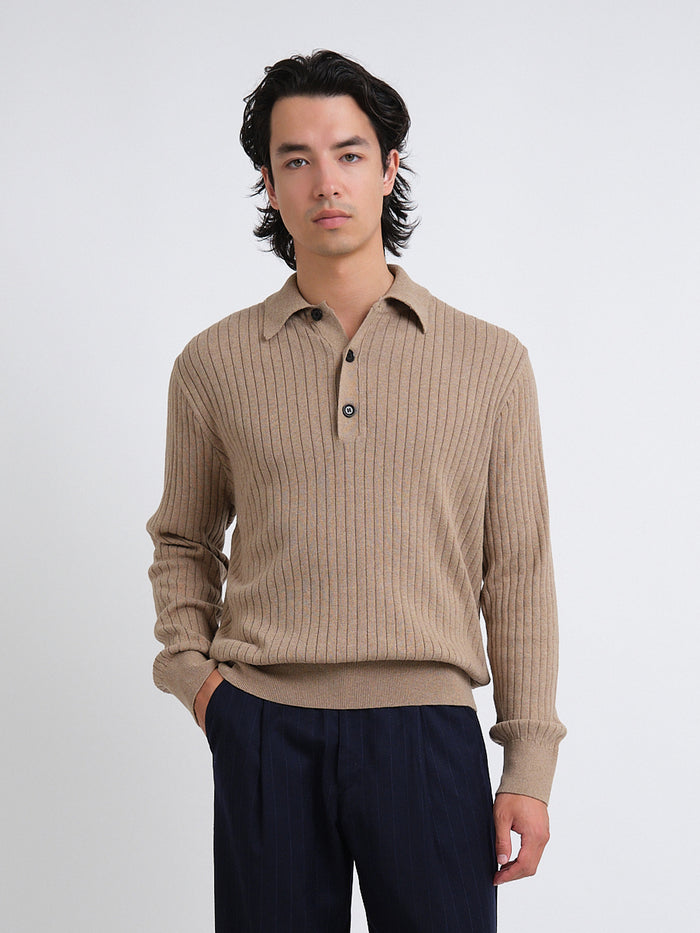 Pablo Knitted Polo Shirt Eversley Sand
