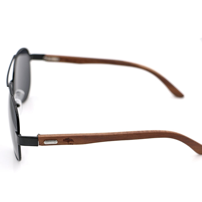Pailaka Koa Sunglasses - Black Lens Black Frame - Side View