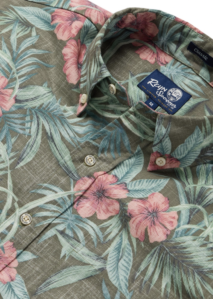 Palm Floral - Olive - Close-Up