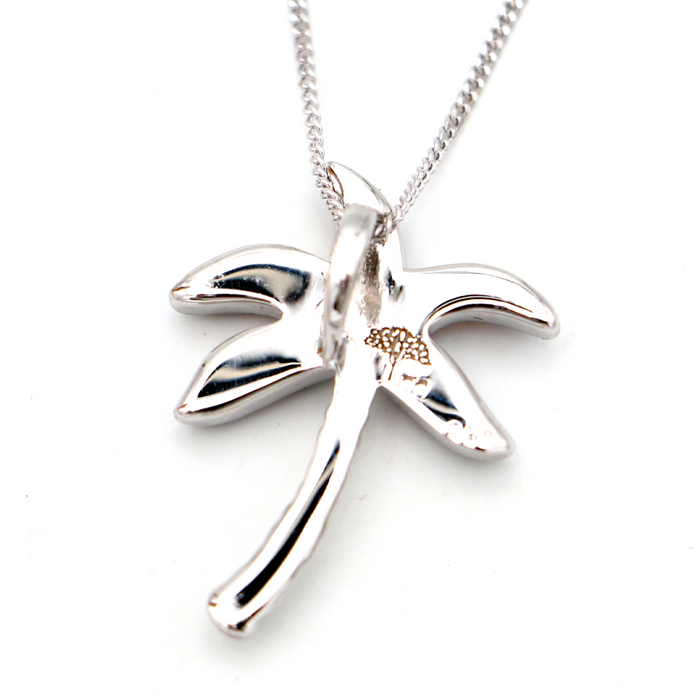 Palm Tree Sterling Silver Koa Inlay Pendant - Back View
