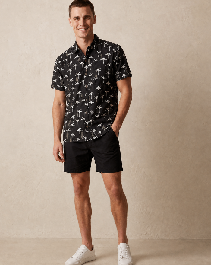 Palms and Tapa - Black - Angled View
