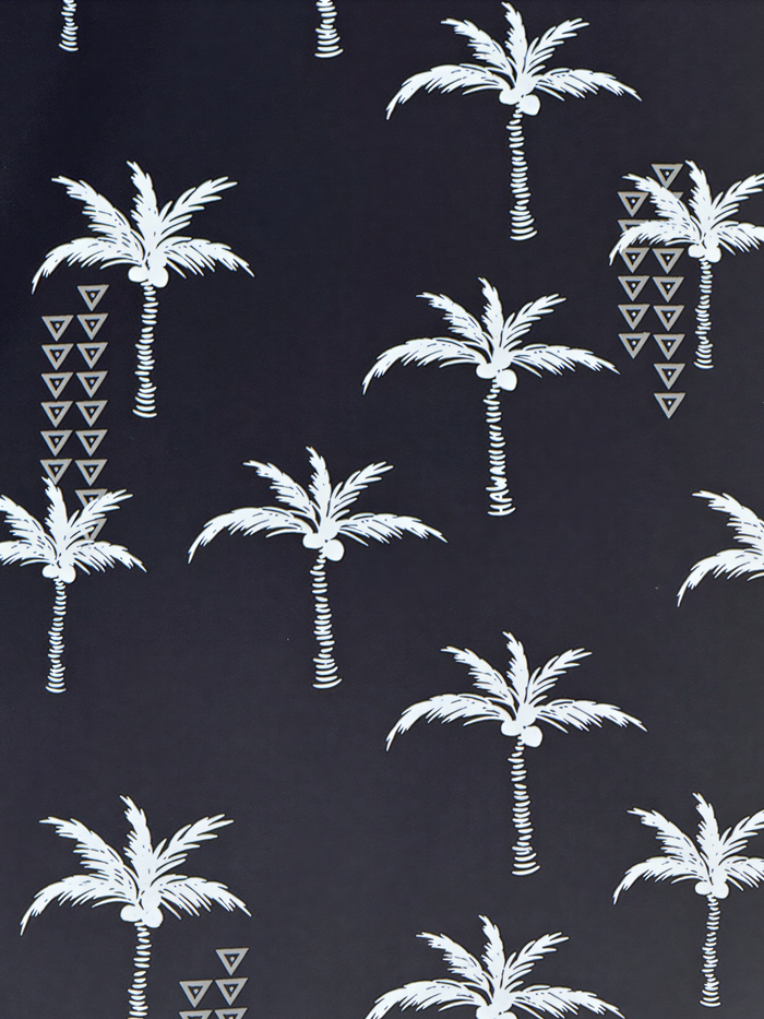 Palms and Tapa - Black - Close-Up