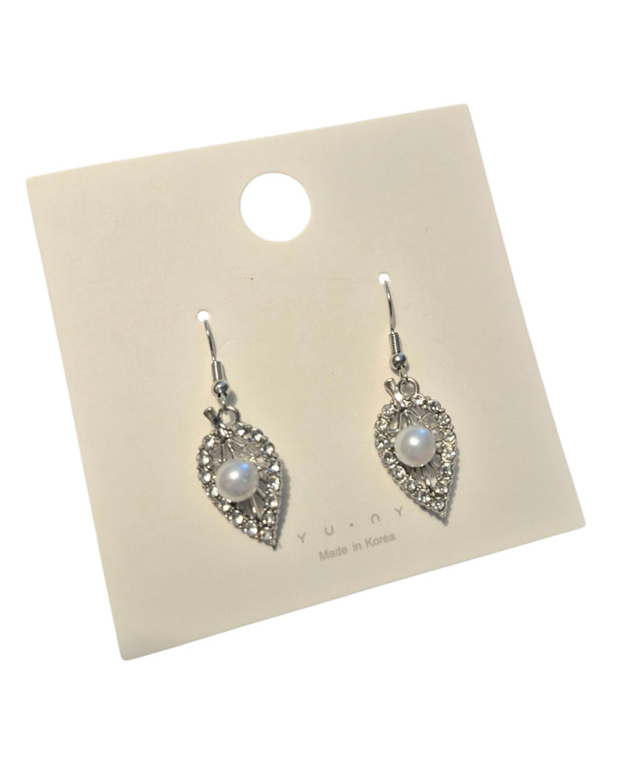 Pearl and rhinestone earrings