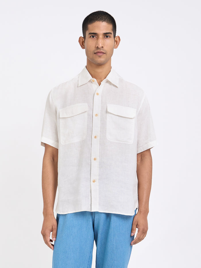 Penryn Short Sleeve Shirt (Loose Fit) Perkins White