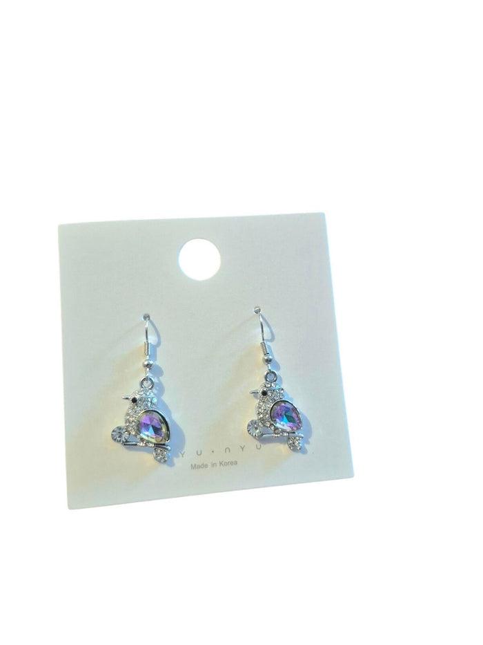Pink bird earrings