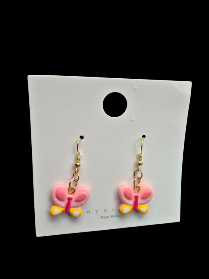 Pink butterfly earrings