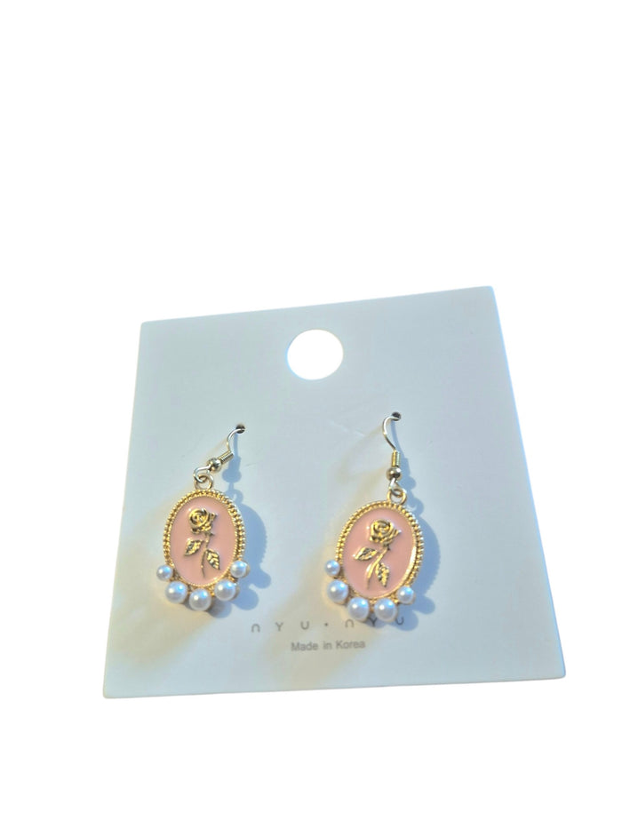 Pink flower earrings