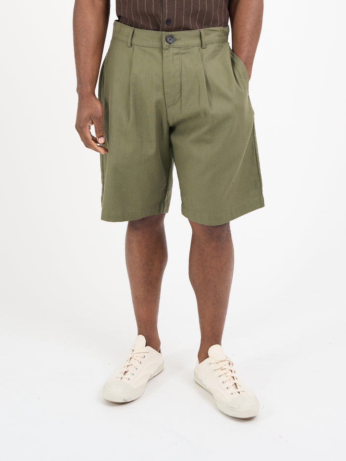 Pleated Shorts Eastman Green