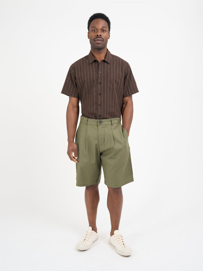 Pleated Shorts Eastman Green