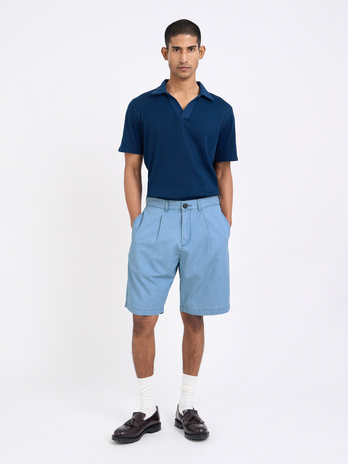 Pleated Shorts Marden Indigo