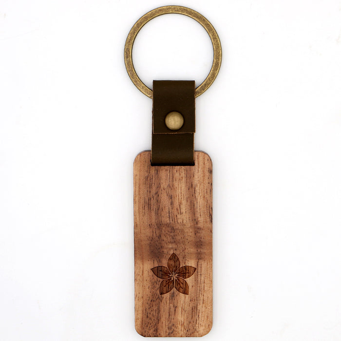 Plumeria Koa Wood Keychain