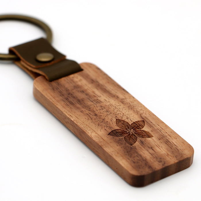 Plumeria Koa Wood Keychain - Side View