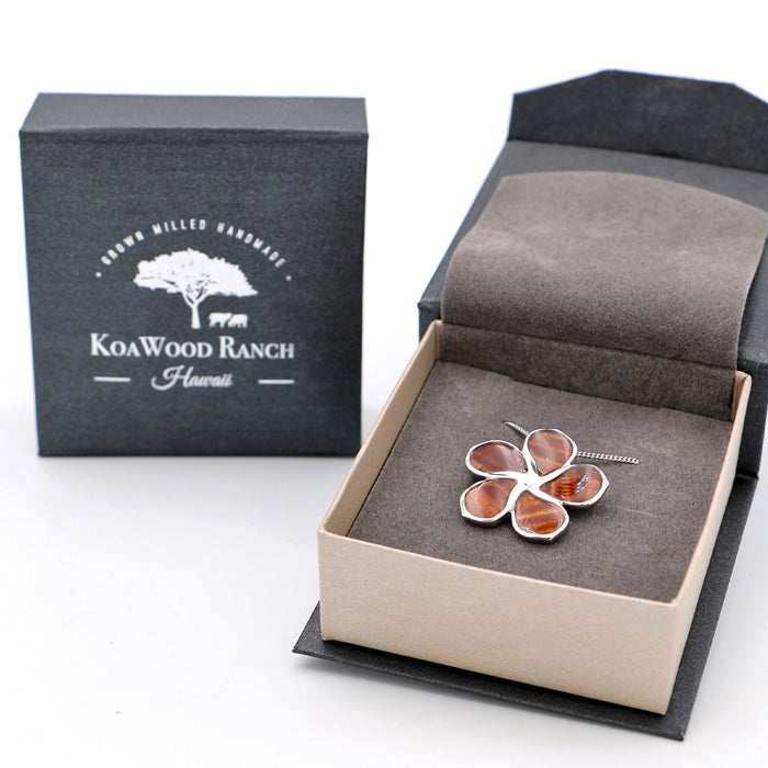 Plumeria Sterling Silver Koa Inlay Pendant