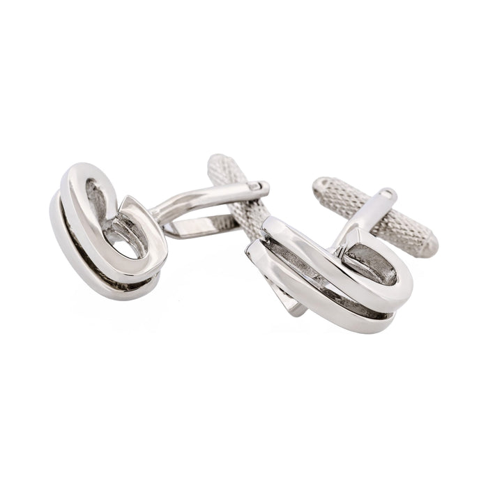 Polished Rhodium Plated Twisted Metal Cufflinks