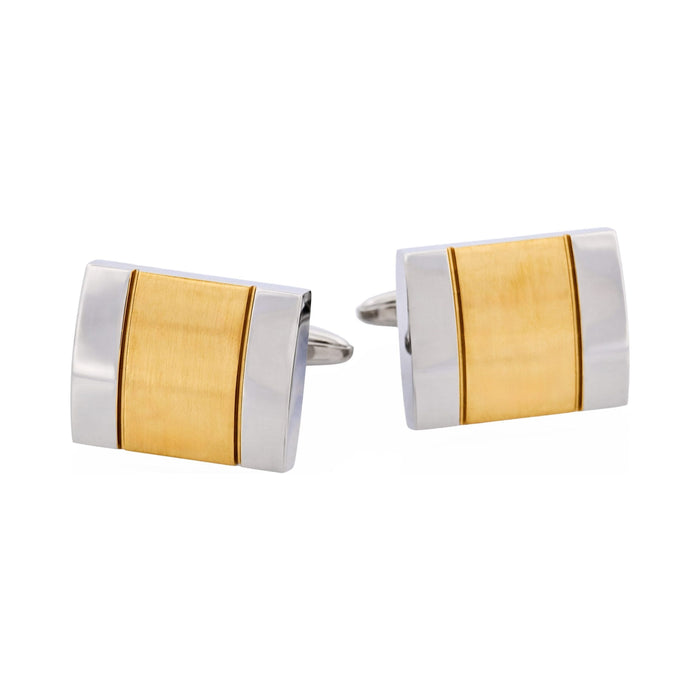 Polished Stainless Steel & Brushed Ion Plated Yellow Gold Cufflinks