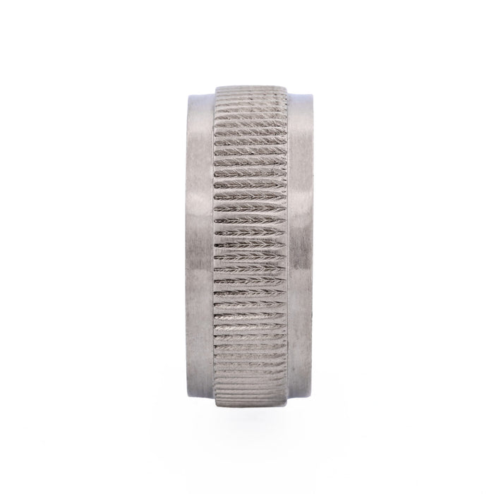 Polished Stainless Steel Ring with Frosted swirl Pattern