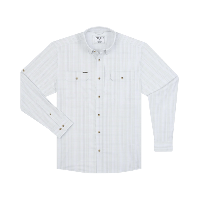 Poncho The Dunes Poncho Light Grey and Green Plaid / M Men's Long Sleeve Button Down Shirts Rivers and Glen Trading Co