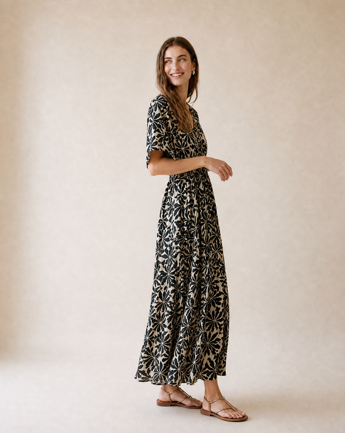 Poppy Maxi Dress - Aloha Black