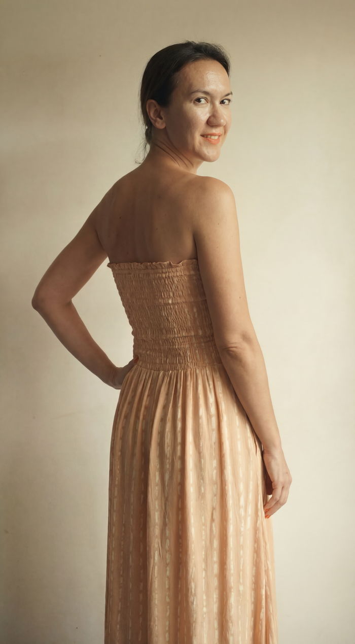 Portofino Strapless Midi Dress - Current Rose